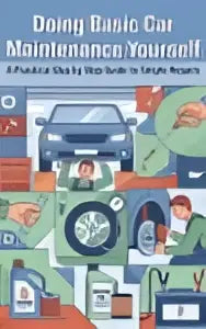 Blauw-wit geïllustreerde gids voor basic car onderhoud met praktische stappen voor doen basic car reparaties zelf
