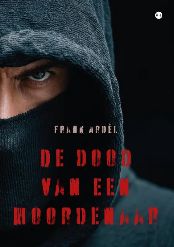 Donkere grijze gebreide capuchonmasker met één oog zichtbaar passend bij de dood van een moordenaar