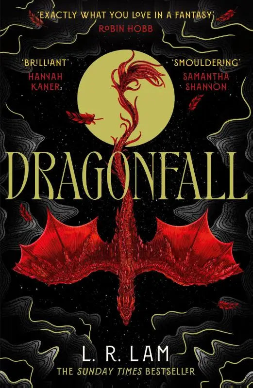 Een opvallende rode draak met gedetailleerde schubben en gespreide vleugels ontdek de utterly addictive dragonfall instant sunday times bestseller