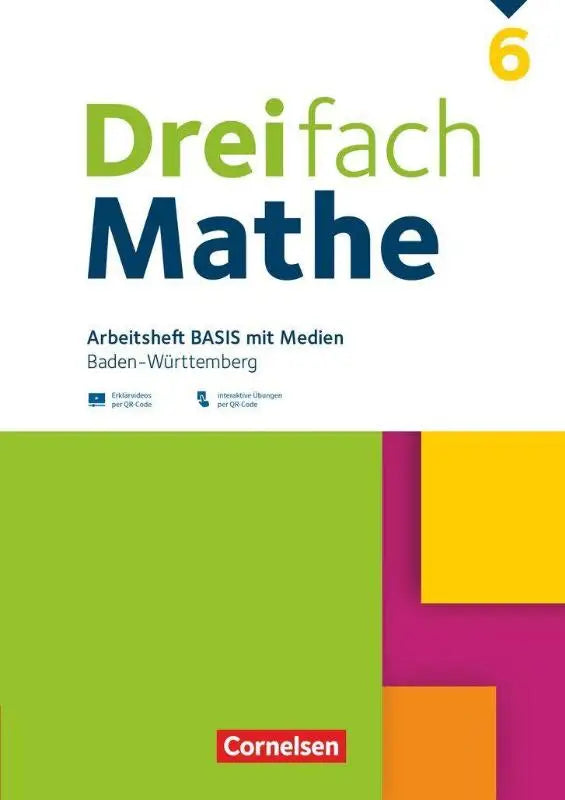 Dreifach mathe arbeitsheft mit medien in groen en geel met geometrisch patroon voor 6e klas baden-wuerttemberg