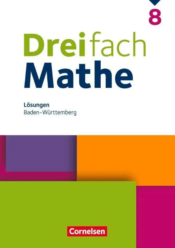 Cover van dreifach mathe 8 oplossingen zum schulbuch met groene en blauwe tekst op geometrische achtergrond