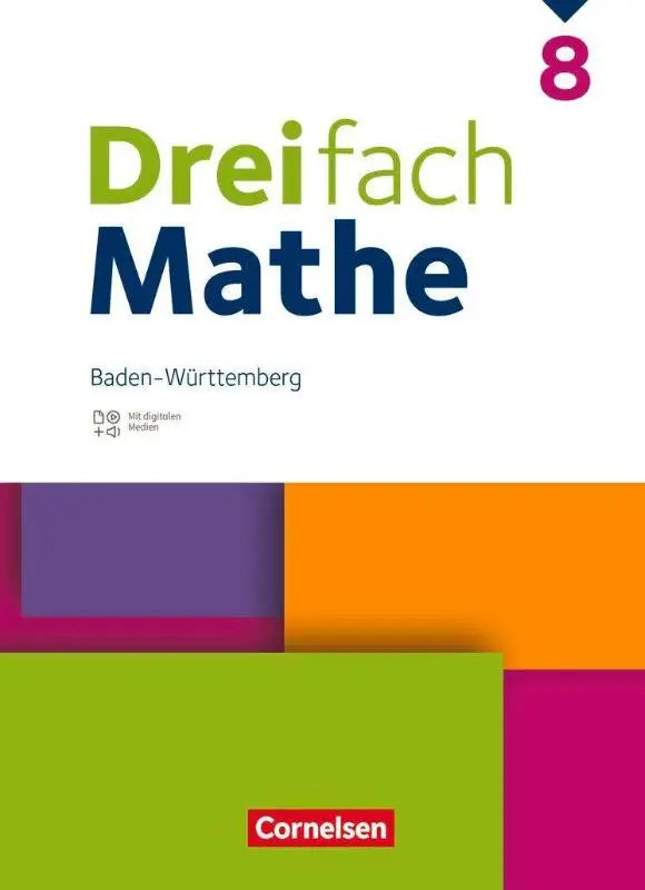 Cover van dreifach mathe 8 schulboek voor baden-württemberg met digitalen hilfen van cornelsen