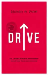 Rode boekomslag van daniel pink drive met opvallende witte tekst en rond logo van atlas contact psychologie algemeen