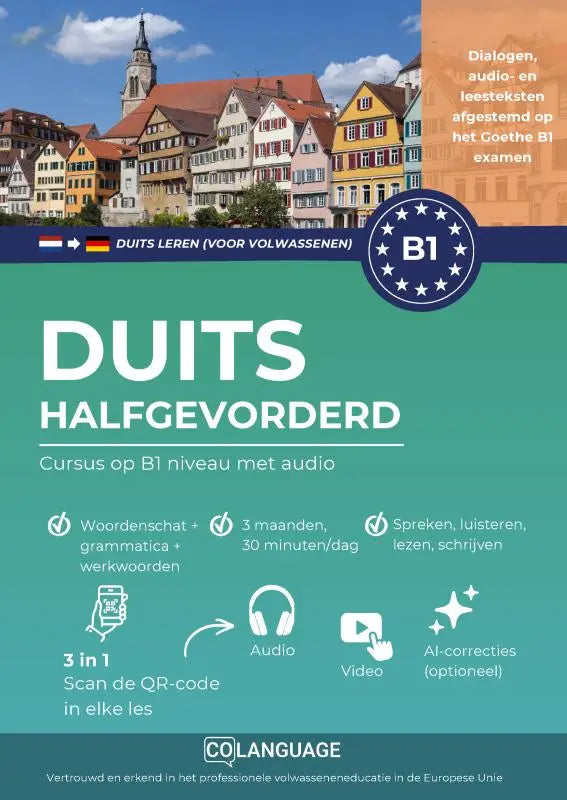 Teal dutch language learning book duits b1 halfgevorderd with audio video and qr codes for duits leren and b1 preparation