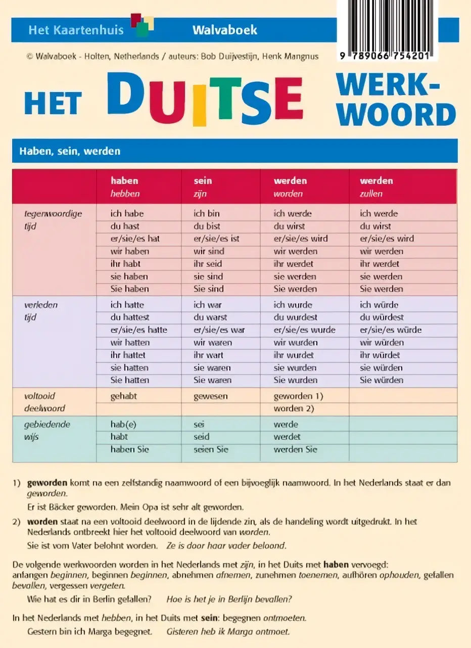 De achterzijde van het duitse werkwoord werkboek door bob duijvestijn uit educatieve uitgaven algemeen