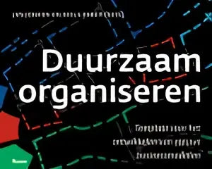 Boekcover van duurzaam organiseren door jan jonker en niels faber met groene en blauwe digitale circuitpatronen