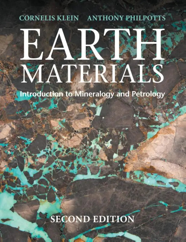 De boekomslag toont mineralogy and petrology met donkere gesteenten en levendige turkooiskleurige aders