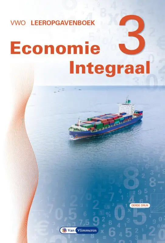 Blauwgroene containerschip varend op kalme zee voor economie integraal maatschappij havo vwo door gerda leyendijk