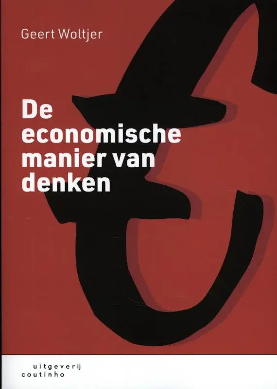 Rood boek met zwart gestileerde letters en witte tekst getiteld de economische manier van denken