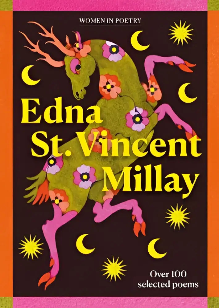 De kleurrijke boekcover van edna st vincent millay geselecteerde gedichten toont een groene gestileerde paard met bloemen, uitgegeven door gemini books group