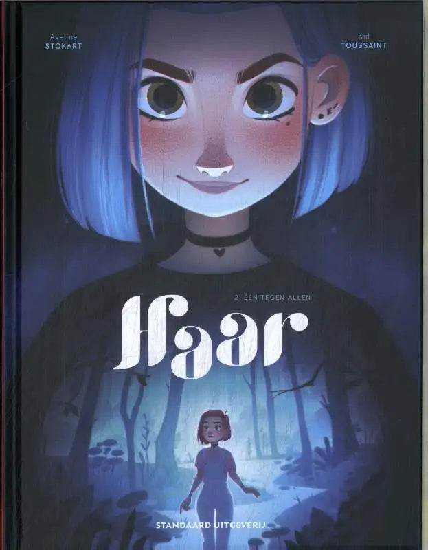 Cover van de graphic novel één tegen allen toont een blauwe haar strips algemeen met choker en neusring door thierry toussaint