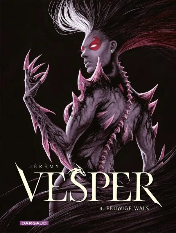 De cover van de comic boek vesper door jérémy petiqueux toont een donkere hoofdpersoon met roze zwarte haar in eeuwige wals strips algemeen