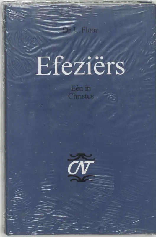 Blauwe hardcover bijbel efeziers met witte tekst en cn logo, nieuw testament, verpakt in doorzichtige folie