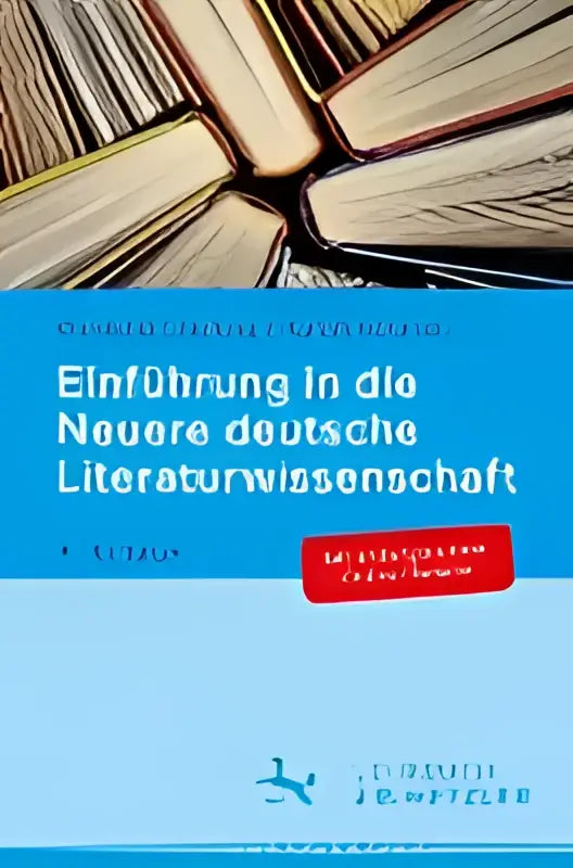 De boekcover heeft een blauwe achtergrond met witte en rode tekst voor het boek einführung in die neuere deutsche literaturwissenschaft