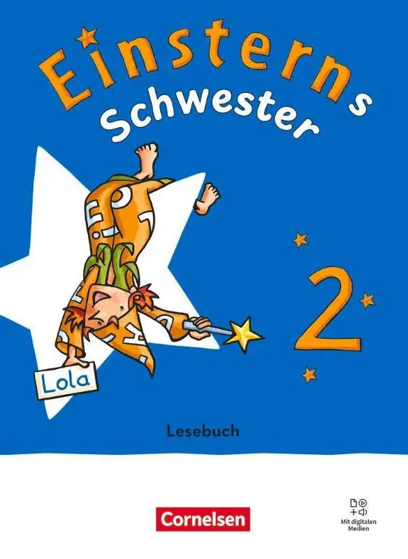 Bright orange cartoon character lola with green hair and wand on einsterns schwester 2 sprache und lesen lesebuch cover