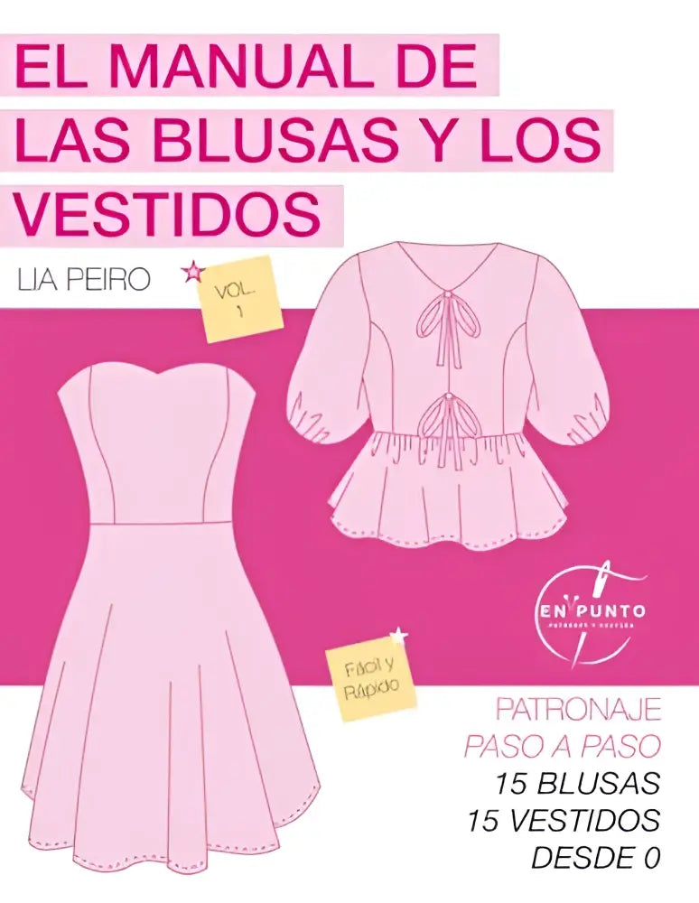 Roze geïllustreerd naaipatroonboek voor blouses en jurken el manual de las blusas y los vestidos en punto es