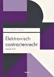 Het boek elektronisch contractenrecht van koninklijke boom uitgevers heeft een geometrische violet-witte omslag met zwarte tekst