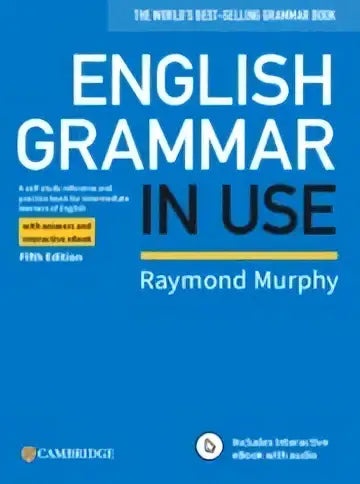 Blauw hardcover engels grammar use book with answers van raymond murphy, uitgegeven door cambridge