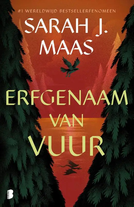 De boekomslag van erfgenaam van vuur door sarah j maas met glazen troon thema in een fantasy roman