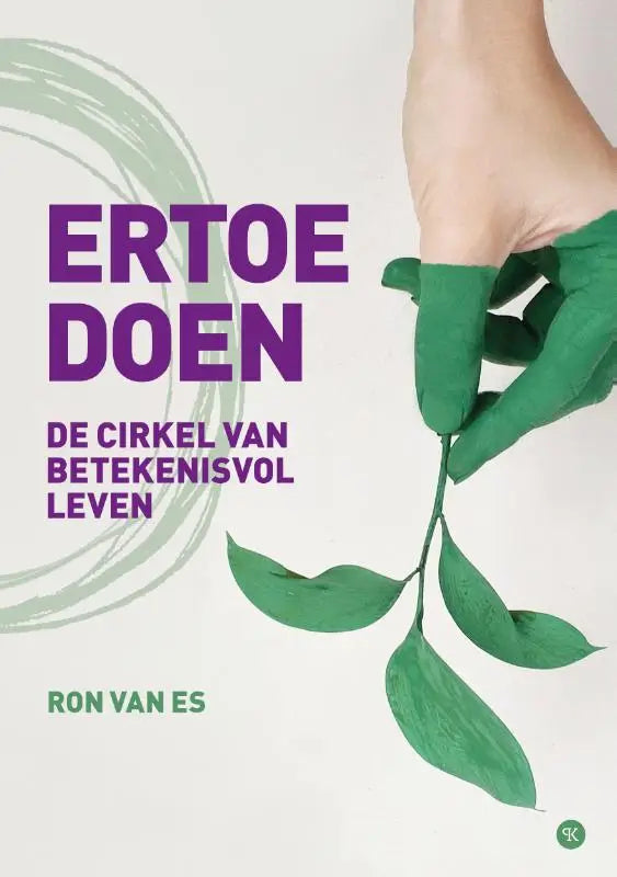 Het boek ertoe doen toont paarse tekst en groene accenten op witte achtergrond over betekenisvol leven