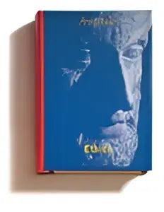 Blauw hardcover boek ethica met reliëf zilveren gezicht en gouden letters uitgeverij groningen historische uitgeverij