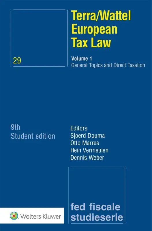Blauw hardcover boek terra wattel european tax law volume 1 met gele tekst en wit uitgever logo over european tax law