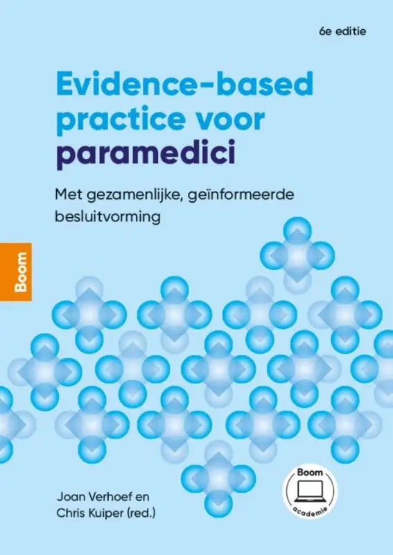 Lichtblauwe boekomslag met geometrisch patroon van transparante cirkels over evidence-based practice en geïnformeerde besluitvorming