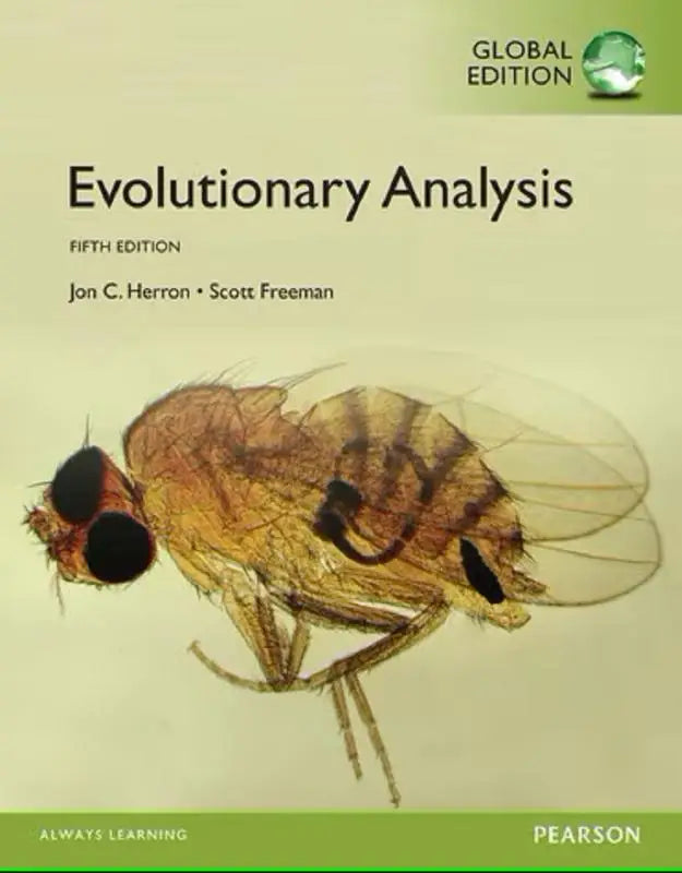 De omslag van de vijfde editie van het wereldwijde leerboek evolutionary analysis door jon herron