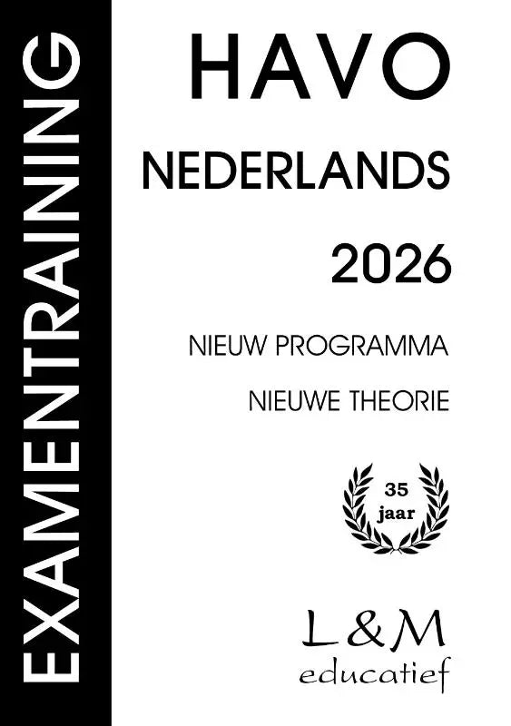 Examentraining havo nederlands 2026 oefenboek met zwart-wit omslag van l&m educatief voor examentraining havo nederlands