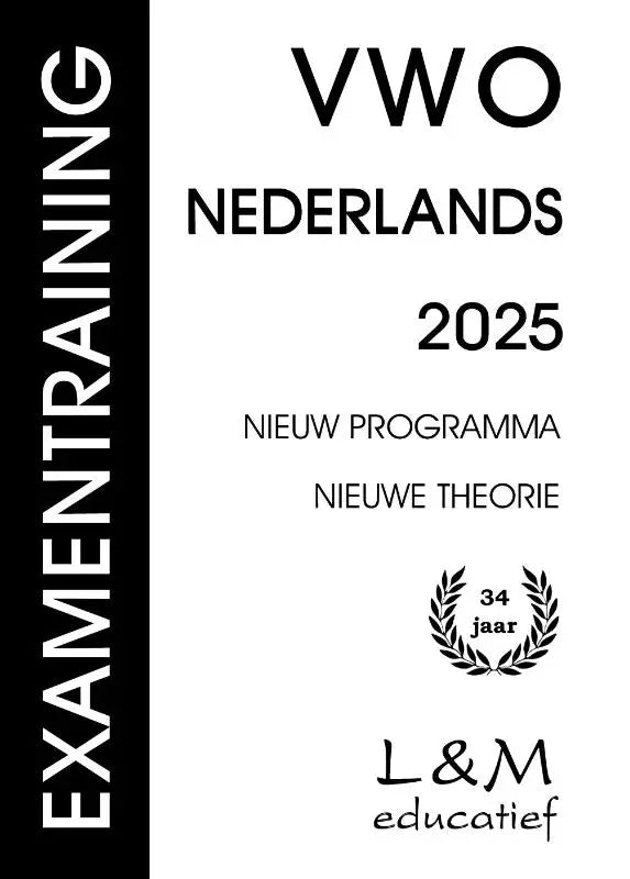 Zwart-wit examentraining vwo nederlands 2025 boekje van l&m educatief voor effectieve voorbereiding op vwo nederlands