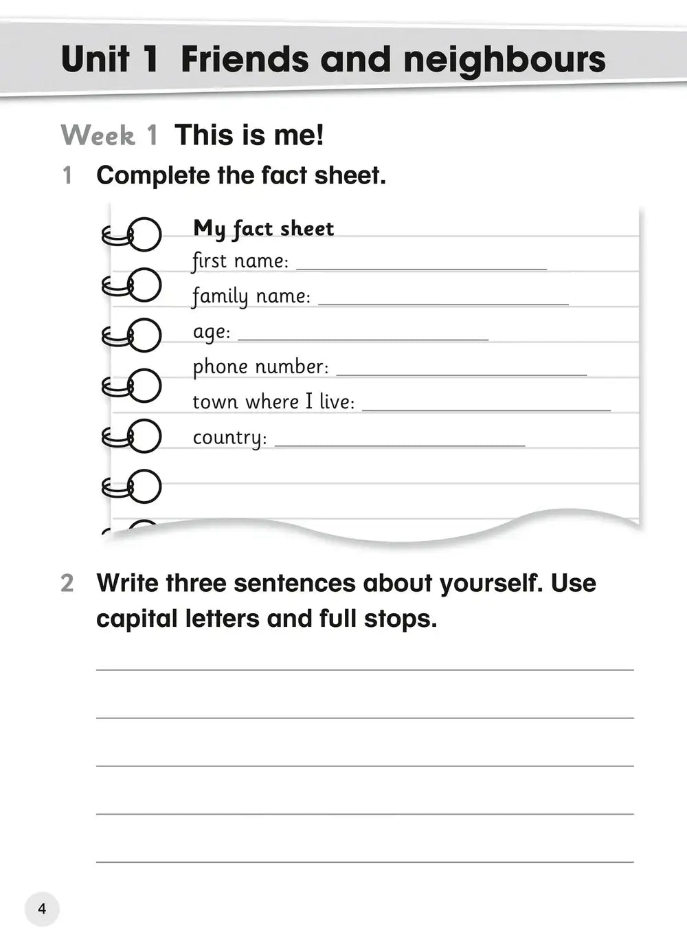 Dit is een wit gelinieerd feitenblad met zwarte tekst en cirkelvormige selectievakjes in explore english student’s coursebook 2 tweede editie voor cambridge primary english en het second language curriculum