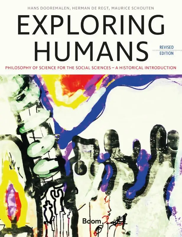 De cover van het boek exploring humans een herziene editie met een levendige abstracte illustratie in gele rode blauwe paarse en groene tinten