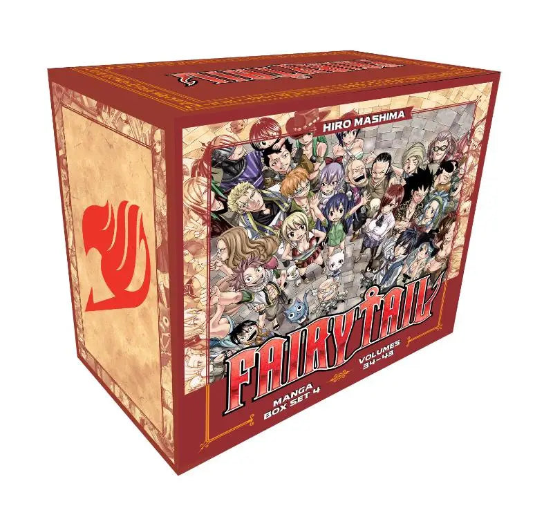 Fairy tail manga box set 4 met volumes 34-48 in rood en beige doos met levendige illustratie van hoofdpersonages