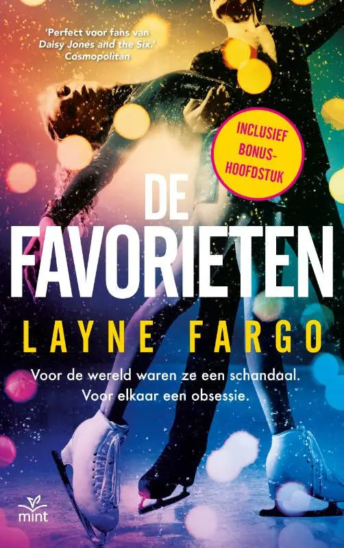 Cover van de nederlandse editie van de favorieten door layne fargo met dynamische kunstschaatsers en bokeh-achtergrond in populaire fiction algemeen
