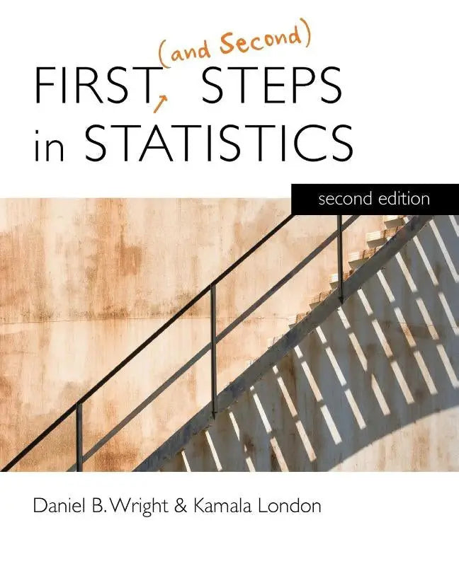 De tweede editie van het studieboek first steps in statistics door daniel b met een duidelijke en overzichtelijke cover