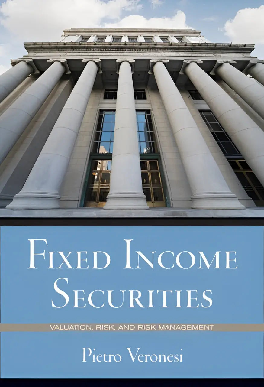De boekomslag van fixed income securities toont de titel in witte serifletter op lichtblauwe achtergrond met subtitel en auteur