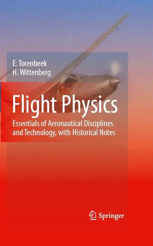 De boekomslag voor Flight Physics door E met een blauw en wit ontwerp voor luchtvaartstudies