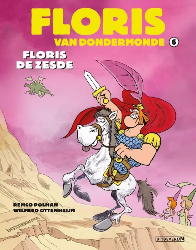 Cartoonillustratie van floris de zesde door remco polman en wilfred ottenheijm algemeen publiek met rode haren en zwaard