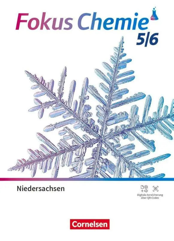 De voorkant van het fokus chemie 5/6 schoolboek voor gymnasium niedersachsen met kleurrijk ontwerp