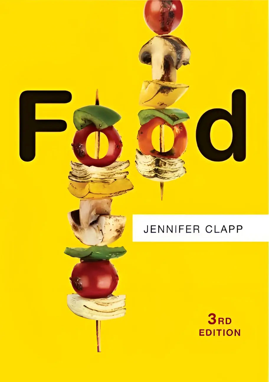 De cover van het product food toont een gele achtergrond met world food gevormd uit gestapelde groenten en fruit op stokjes