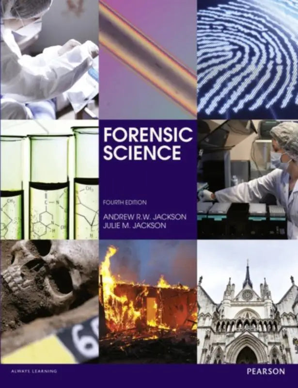 De omslag van het forensic science vierde editie leerboek door andrew r.w met focus op moderne forensische wetenschap