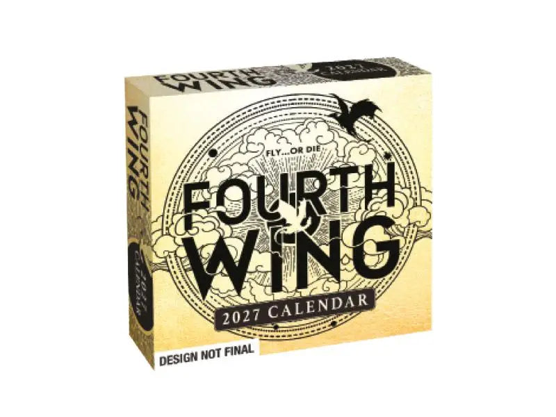 De original andrews fourth wing 2027 day-to-day calendar met een crème doos en zwarte typografie