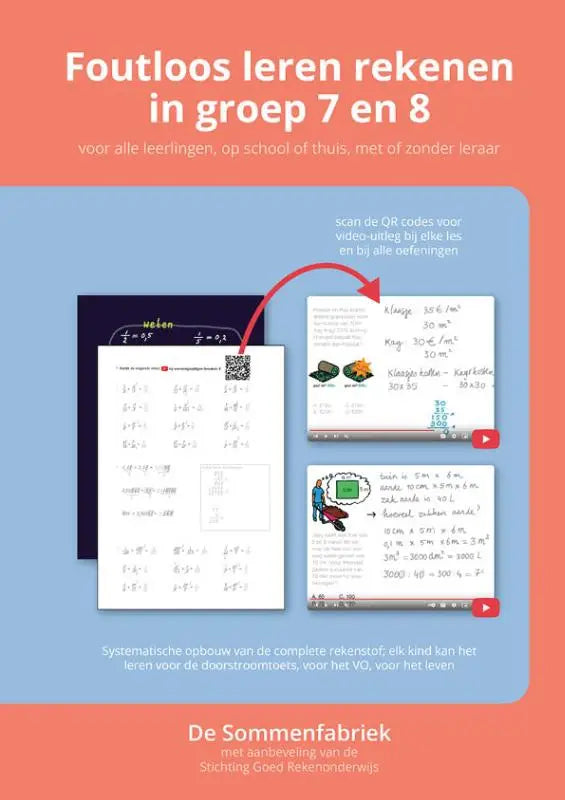 Educational math workbook foutloos leren rekenen for grades 7 and 8 with printable worksheets and qr codes for video lessons