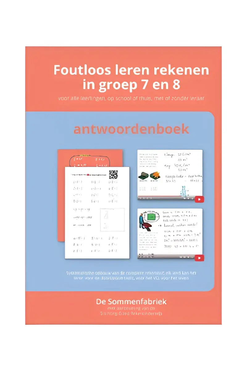Oranje en blauwe omslag van foutloos leren rekenen werkboek voor groep 7 en 8 van de sommenfabriek geschikt voor thuis en school