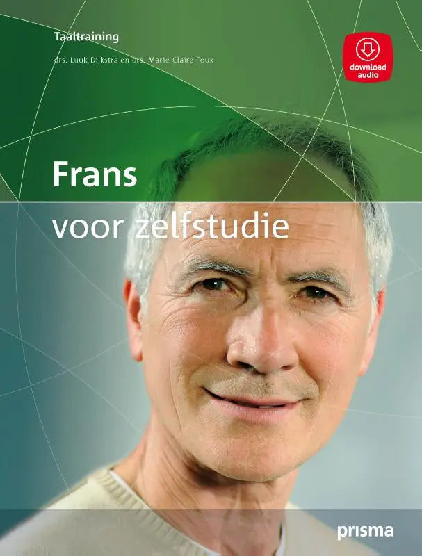 Groene en blauwe gradient omslag van het dutch language zelfstudieboek frans voor zelfstudie door luuk dijkstra en marie-claire foux over de franse taal