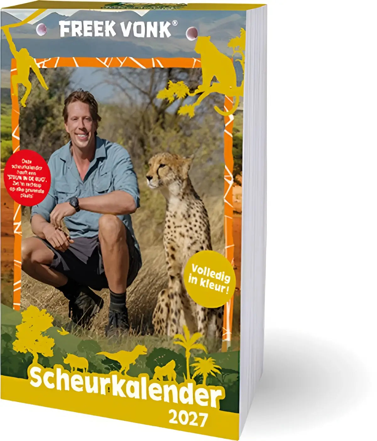Freek vonk scheurkalender 2027 met levendige wildlife fotografie van freek vonk en een cheeta in full color