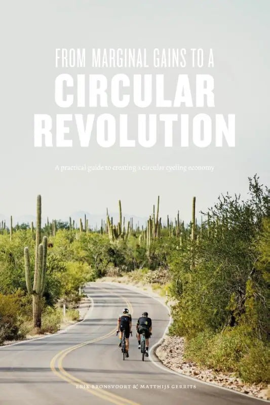 De boekcover toont de titel from marginal gains to a circular revolution en een praktische gids voor het creëren van een circulaire fietseconomie