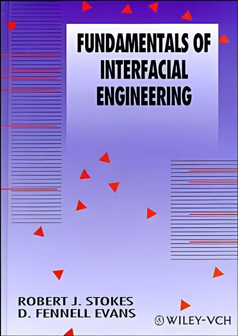 Paarsblauw verloop boekomslag met rode driehoekige patronen van fundamentals of interfacial engineering door robert j, interfacial engineering biedt inzichten in chemische processen