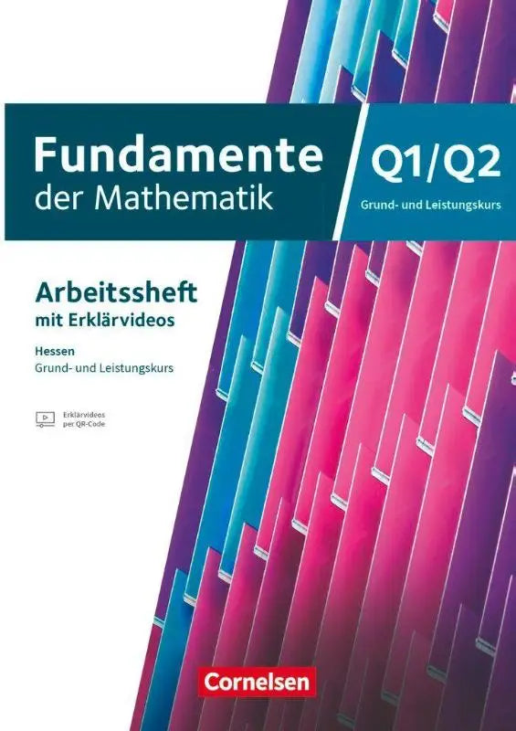 De cover van het fundamente der mathematik 12 schuljahr q1-q2 arbeitsheft met oplossingen in blauw en roze