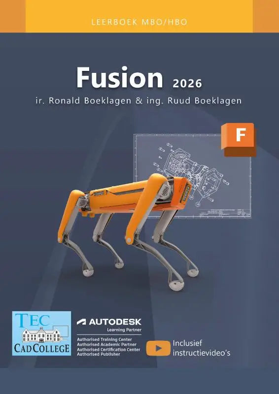 Oranje Fusion robotische hond met metalen poten en gewrichten in een strak industrieel ontwerp van moderne robotica